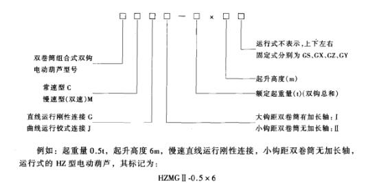 雙鉤電動葫蘆標(biāo)識方法